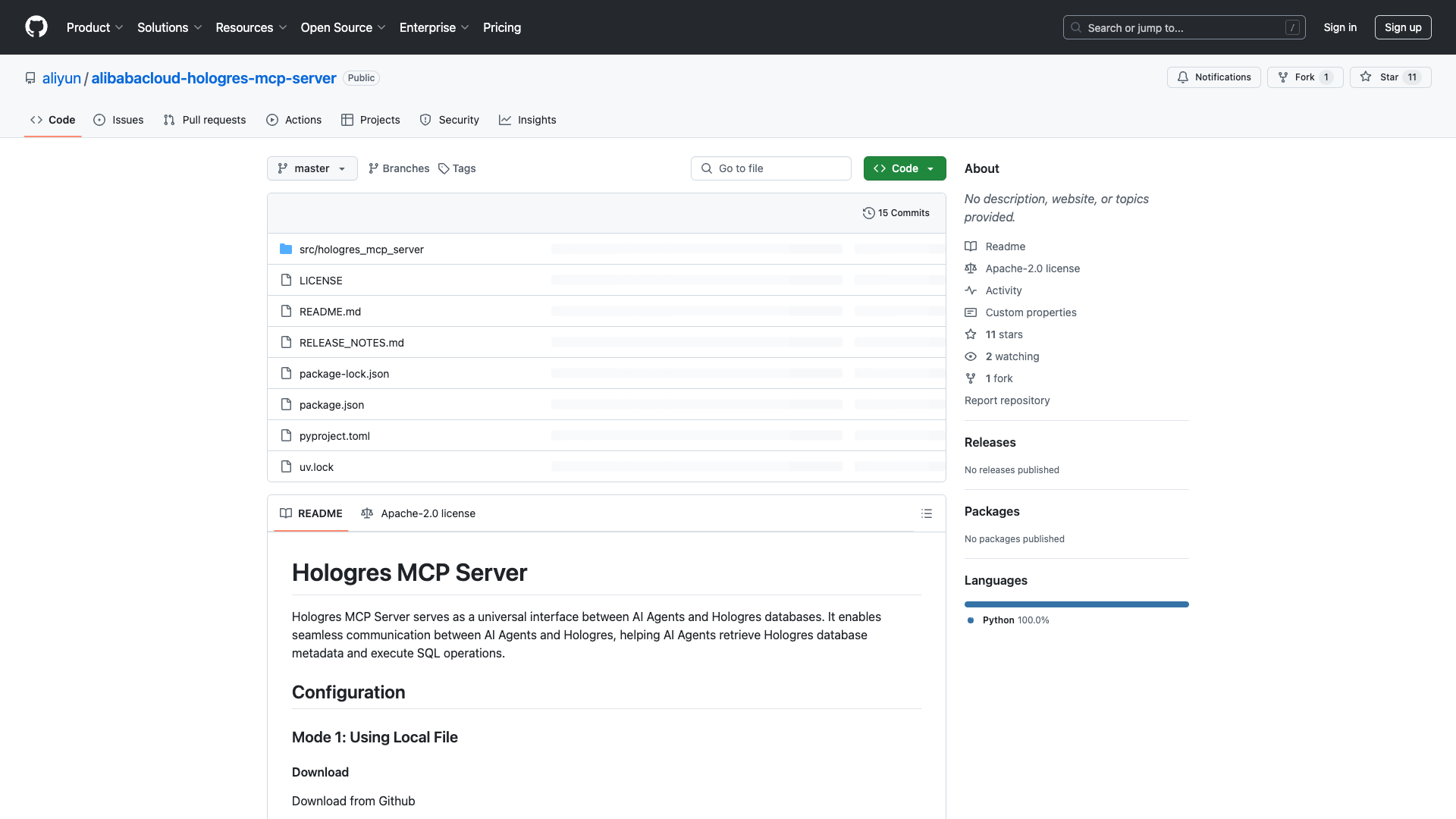 Hologres MCP Server Review